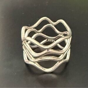 Vintage 925 Sterling Silver Wavy Band Ring Size 5